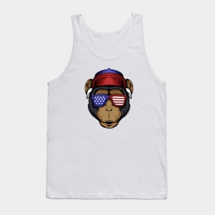 Cool Monkey Head with USA Sunglasses Tank Top